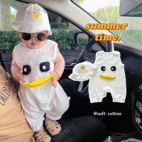 Baby baby summer infant sex sleeveless full moon wide shoulder bag one hundred day fart garment thin cotton yarn conjoined ha garments