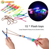 LED Light Slingshot Flying Toys Battery Powered 15pcs Outdoor Slingshot Flying Game Best Gifts for Kids Holiday Toys