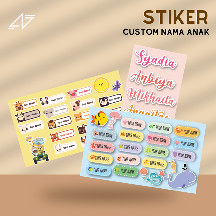 Stiker Sticker Label Nama Anak CUSTOM NAMA Karakter Lazada Indonesia