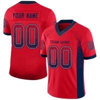 Fashion Red Series Customized Football Jersey Personlized Print and Sew Football V-Neck Athletic Unisex T-Shirts