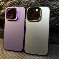 เคสโทรศัพท์กันแตกเคสป้องกันเต็มรูปแบบสีทึบอะคริลิคหรูหราสำหรับ IPhone 11 12 13 14 Pro Max Plus