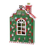 【Available】Chimney House Christmas Wooden Christmas Countdown Calendar 24 Day Xmas Party Decor Advent Calendar 24 Storage Drawers