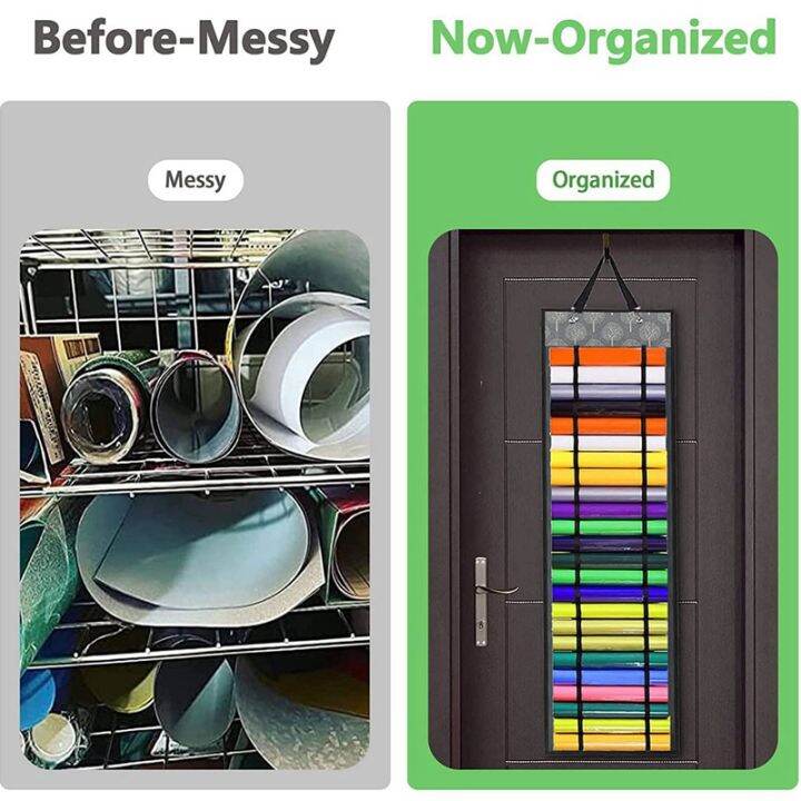 2x-vinyl-roll-holder-with-48-compartments-vinyl-roll-storage-organizer-wall-craft-room-organizers-and-storage-gray