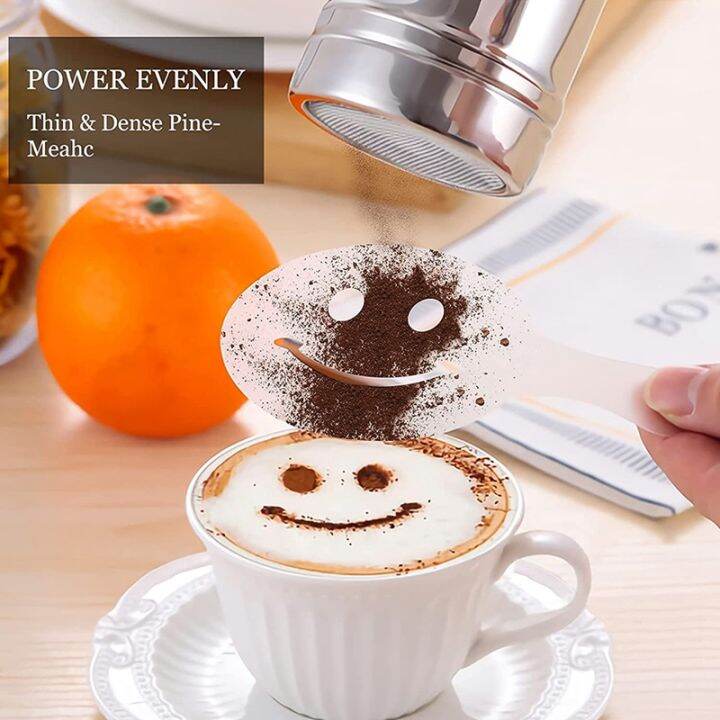 cocoa-shaker-coffee-powder-shaker-16-pcs-coffee-cappuccino-stencils-amp-barista-pen-for-cappuccino-powder-sugar-latte-etc