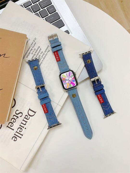 hot-sale-suitable-for-8-7-generation-41-retro-embroidery-denim-strap-simple-niche-iwatch56se-leather