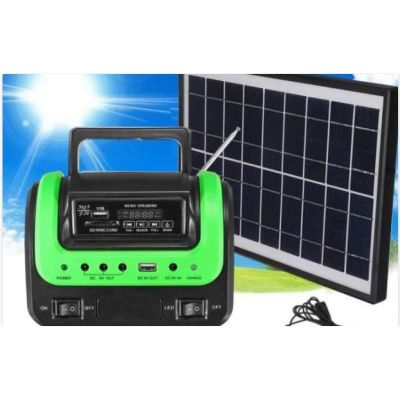 SOLAR Home System เครื่องกำเนิดไฟฟ้าวิทยุ MP3 ไฟฉายพลังแสงอาทิตย์ Mobile Power Supply สีเขียว (2400)