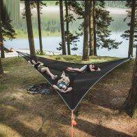 New MULTI-PERSON HAMMOCK-3 POINT DESIGN Portable Hammock Multi-Functional Triangle Aerial Mat Convenient Camping Sleep