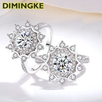 ดอกไม้ DIMINGKE Cincin Anak Perempuan S925เงิน1กะรัตโมอิสซาไนต์ของขวัญปาร์ตี้วันเกิดแต่งงานเครื่องประดับพรีเมี่ยม