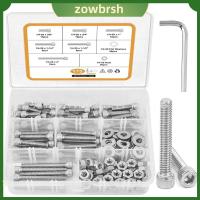 ZOWBRSH 175PCS ความยาว5/8 "ถึง2" ชุดสกรูหัวจมหกเหลี่ยม 6ขนาด 304สแตนเลสสตีล สกรูหัวหกเหลี่ยม พร้อมกล่องเก็บของ ชุดน็อตและสลักเกลียว อุตสาหกรรมเครื่องจักรพิเศษ