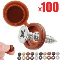 100Pcs 7 Colors Screw Plastic Cap Decorative Cover Nails Screw Protective Covers Car Nut Nails Caps Decor Accessiries Nails Screws Fasteners