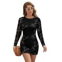 Hairdresser Dress Long Sleeve Polyester Women Bodycon Holiday Hot Elegant Long-Sleeve One-Piece Dress