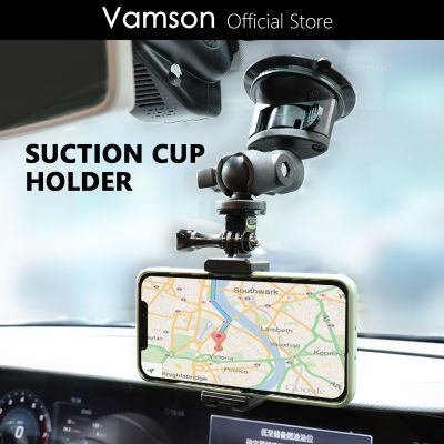 Vamson For Gopro 10 9 Yi 4K Suction Cup Base Window Mount 360 Degree Rotation Action Camera Holder For Insta360 For Mobile Phone
