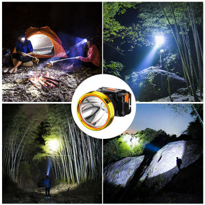กล้อง SAVAGE led ไฟหน้าแสงจ้าแบบชาร์จไฟได้หัวไฟฉายทำงานในป่าซีนอนสว่างสุด