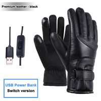 Men Heated Gloves Rechargeable USB Hand Warmer Electric Heating Gloves Winter Cycling Thermal Touch Screen Bike Gloves Windproof