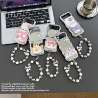 เคสสร้อยข้อมือกระจกลายการ์ตูนน่ารักจาก Sanrio สำหรับ Samsung Galaxy Z Flip3 5G Z Flip 3 Zflip 3 Flip4 Zflip 4ฝาหลังกันกระแทก