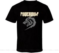 เสื้อยืดผู้ชายผู้หญิงเสื้อยืดสั้นแขนเสื้อสีดำลาย Powerwolf พาวเวอร์หมาป่าผสมผ้าฝ้ายขนาด6XL 5XL