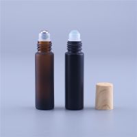 12pcs 10cc Amber Frosted Glass Roller Bottle Empty Perfume Essential Oil Test Bottle 10ml Roll On Thick Glass Vial