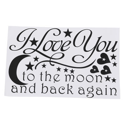 LOVE Quotes Wall Decor Wall Art I LOVE YOU To The Moon And Back Wall Sayings Quotes Easy Apply Wall Sticker Wall Art for Children Bedroom Baby Nursery Home Decor-black