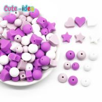 【DT】hot！ Cute-idea 50pc Silicone Beads Baby Lentil heart Star Nuring Teething Sets Pacifier Chain toys Accessories