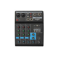 Professional Wireless 4-channel Audio Mixer USB Sound Mixing Input Power Monitor for PC Computer Record Karaoke Accessories