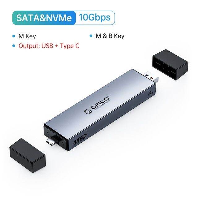 อลูมิเนียม-orico-2-in-1-usb-ชนิด-c-อินเทอร์เฟซคู่-m-2เคส-ssd-สนับสนุน-m2-nvme-m-คีย์-sata-ngff-m-amp-b-คีย์-ssd-เครื่องมือฮาร์ดดิสก์ฟรี