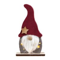 Faceless Ornament Christmas Statue Eye-Catching Wood Glowing Christmas Mini Faceless Elderly Ornament for Home Desktop