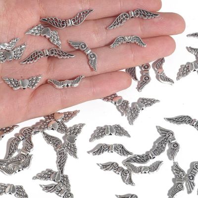 ✔⊙ 20Pcs Antique Silver Color Hollow Angel Wing Charm Spacers Beads For Jewelry Making Accessories DIY Earrings Necklace Bracelet