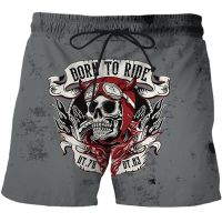 Mens Skull Graphic Beach Shorts 3D print Pattern Dark Cranium Boardshorts Men/Women Skeleton Swimming Hip Hop Short Pants