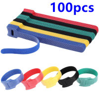 100 pcs/50 pcs Releasable Cable Ties สีพลาสติกนำมาใช้ใหม่ Cable Ties Nylon Loop Wrap Zip Bundle Ties T-type Cable Tie ลวด AA-qlcaee181