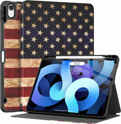 Supveco for iPad Air 5 Case / ipad Air 4 case with Pencil Holder-[Support Pencil 2nd +Auto Wake/Sleep],Slim Lightweight Soft TPU Back Cover for iPad Air 5th/4th Gen 10.9 Inch 2022/2020 -Flag