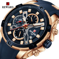 REWARD New Watches Mens Luxury Brand Big Dial Watch Men Waterproof Silicone Sport Quartz Wristwatch Sports Chronograph Clock