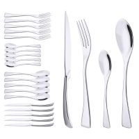 304 Stainless Steel 24Pcs/Set Gold Dinnerware Set Steak Knife Fork Coffee Spoon Cutlery Set Kitchen Tableware Silverware Set