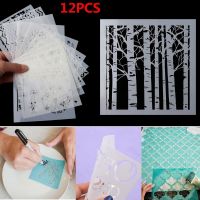 ad8t2  12pcs/set New Paper Cards DIY Crafts Stamp Scrapbooking Embossing Template Layering Stencils Walls Painting