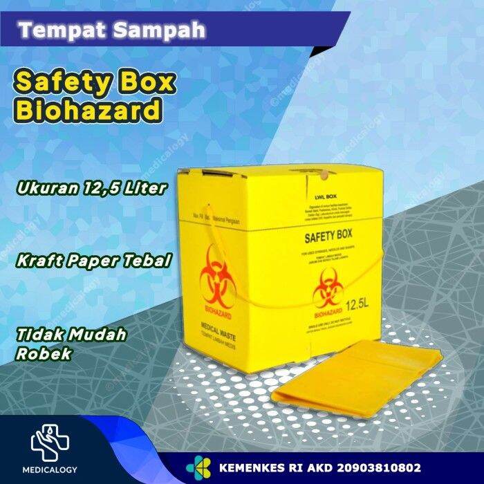 Safety Box 12,5 Liter With Plastic Inner Tempat Sampah Medis Biohazard ...