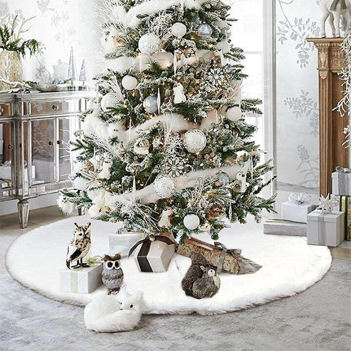 white-christmas-tree-กระโปรง-plush-faux-fur-xmas-tree-พรม-merry-christmas-tree-เครื่องประดับตกแต่งปีใหม่-navidad-home-decor