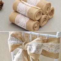 245cm* 15cm Burlap Hessian Ribbon with Lace Sashes for Wedding Craft Party Decoration   AA7896 Gift Wrapping  Bags