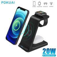 ZZOOI 3 in 1 20W Wireless Charger For iPhone 14 13 12 11 Rro XR X 8 Fast Induction Charging Dock Station For Apple Watch 8 Airpods Pro