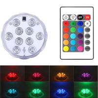 ☎ 10leds RGB Submersible Light Underwater LED Night Light for Outdoor Vase Fish Tank Pond Disco Wedding Party Swimming Pool Light