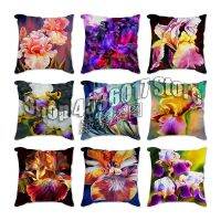 oil paintings German iris Decoration Cushion Cover Cartoon Cushion Cover Flowers Pillows Cases Linen Pillow Home Decoration 쿠션커버