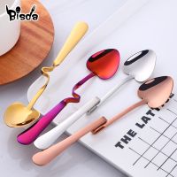 Hanging Cup Coffee Spoon Heart Shape Stainless Steel Scoop Silver Sugar Dessert Spoons Gold Stirring Tea-spoon Snack Juice Tools Cables