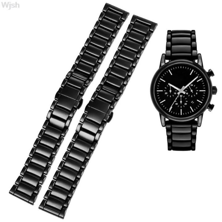 22-มม-สายนาฬิกาสร้อยข้อมือสายเซรามิกสีดำคุณภาพสูง-กล่องนาฬิกาสำหรับนาฬิกา-armani-ar1507-ar1509-นาฬิกาเซรามิก