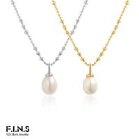 F.I.N.S Korean Style Texture Freshwater Pearl Bead Chain S925 Sterling Silver Necklace Elegant Stackable Pendant Clavicle Jewels