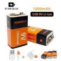 PURFIELD 1000mAh 9 Volt li-ion Rechargeable Battery Type-C USB 6F22 9V Lithium Battery for RC Helicopter Model Microphone Toy Household Security Syste