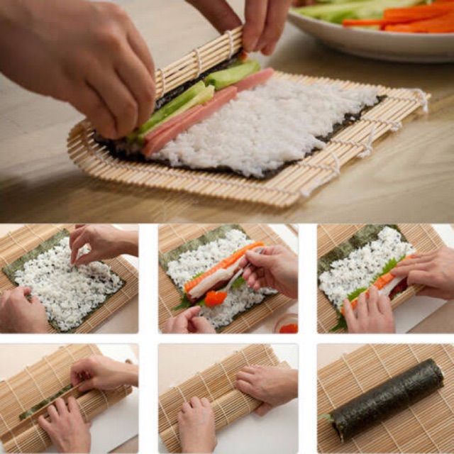 Sushi Mat Bamboo Roller Handmade Rice Roller Sushi Bar Kimbab Rolling Hand  Maker DIY Gimbab Sushi