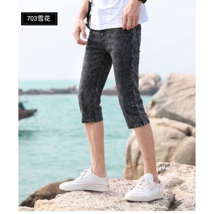 กางเกงยีนขาสั้น-ขาห้าส่วน-ผ้ายืด-ทรงสลิมฟิต-ลายธงชาติเกาหลี-แฟชั่นฤดูร้อน-สําหรับผู้ชาย-7