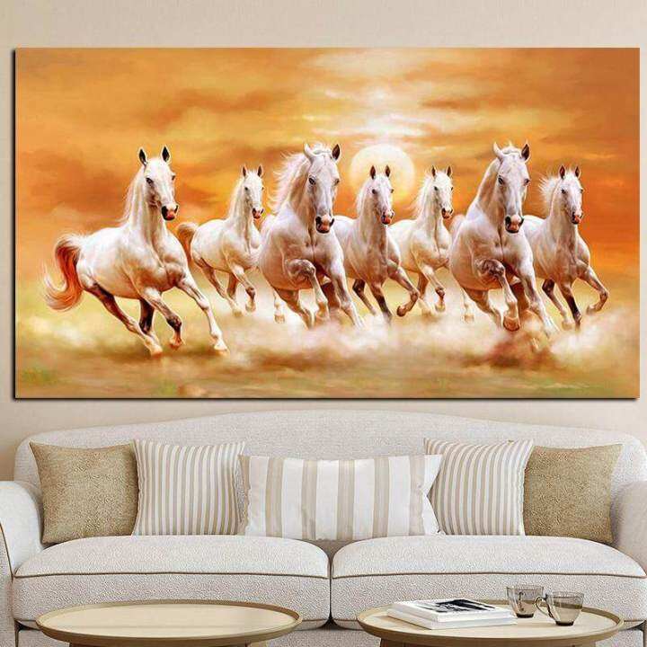 Modern Big Size 7 Running Horse Canvas Painting HD Print Poster Wall ...