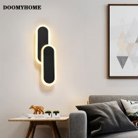 DOOMYHOME โคมไฟผนัง LED ที่ทันสมัยทรงสี่เหลี่ยมทรงกลมห้องนั่งเล่นเรียนรู้,โคมไฟอลูมิเนียมไฟราวไฟทางเดินผนังข้างเตียงห้องนอนเชิงเทียนติดผนังในร่ม