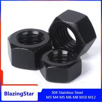 Surprise Price Black 5 50PCS 304 Stainless Steel Hex Nut Screw Cap M3 M4 M5 M6 M8 M10 M12 Nuts Hardware Fastener