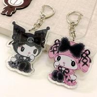 WUXUNRAO ชุดเดรสสีเข้ม พวงกุญแจอะคริลิค Kuromi ลูกไม้ปักลาย Y2K จี้ My Melody PUNK แฟชั่นสำหรับผู้หญิง คีย์เอ็นจี จี้กระเป๋าเป้สะพายหลัง