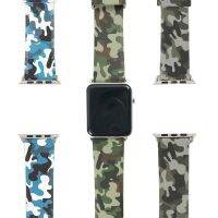 ✔✵ New Camouflage สำหรับ Apple Watch Band 38 มม.42 มม.44 มม.40 มม.ซิลิโคนสร้อยข้อมือหนังสำหรับ iWatch series 5 4 3 2 1 อุปกรณ์เสริม